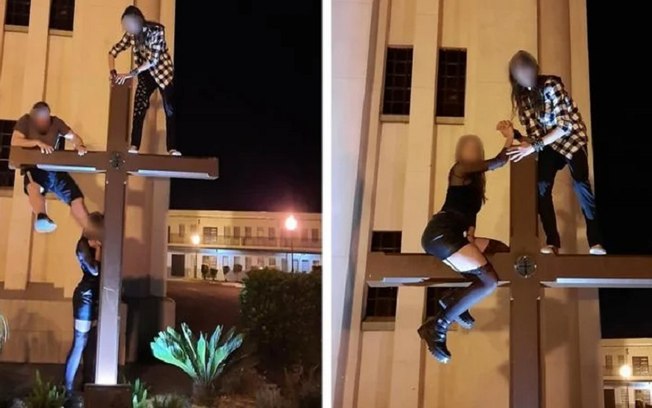 Polícia investiga grupo que tirou fotos em cima de cruz de igreja