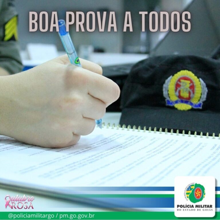 A Polícia Militar de Goiás deseja a todos os candidatos uma excelente prova no TAP
