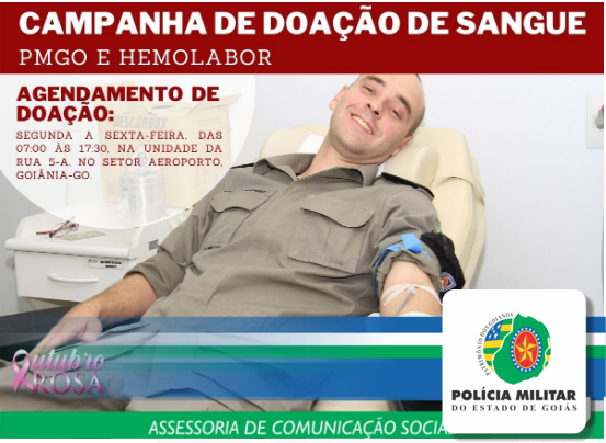 Campanha de doação de sangue – Polícia Militar de Goiás e Hemolabor