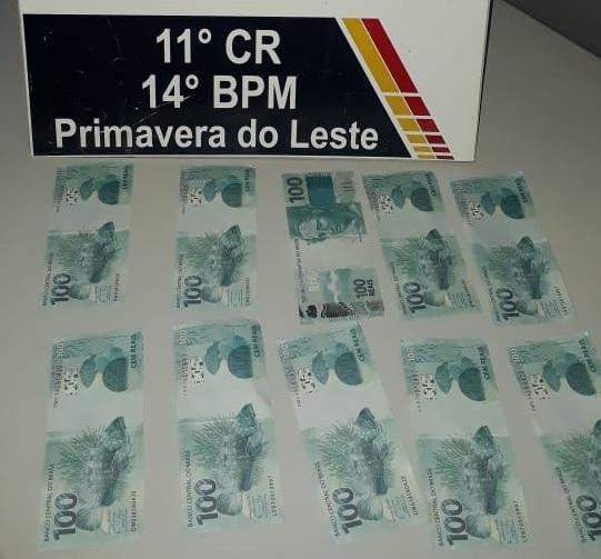 Vítima de golpe procura PM e entrega R$ 1 mil em notas falsas