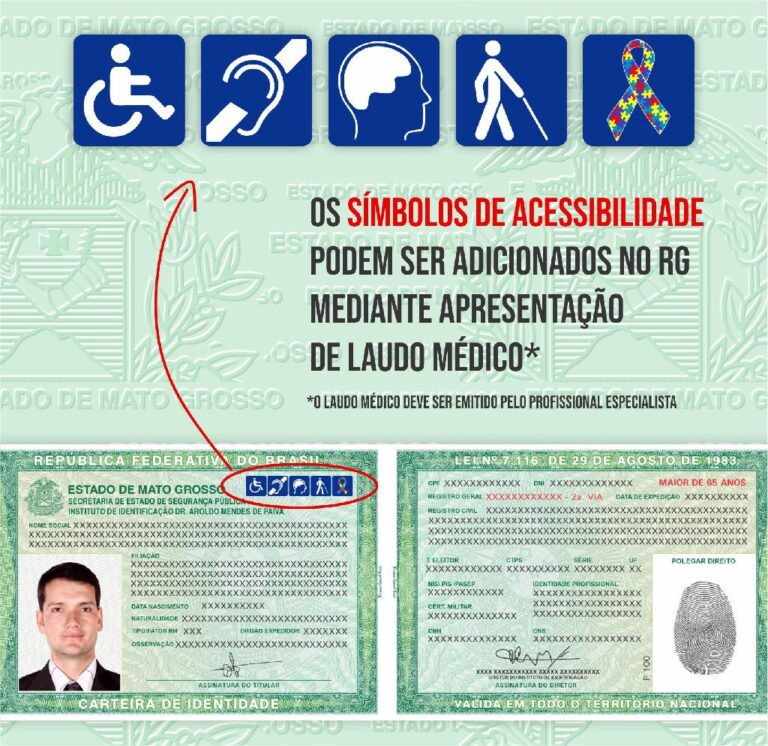 Símbolos internacionais de acessibilidade podem ser incluídos na carteira de identidade
