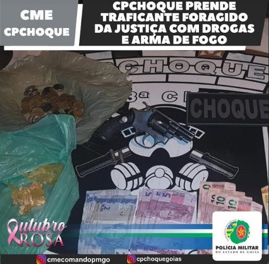 CPCHOQUE Apreende Drogas, Arma de Fogo e Recaptura Foragido da Justiça em Novo Gama-GO