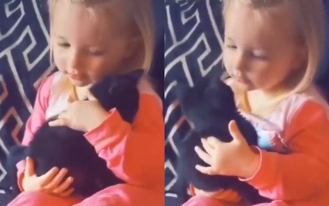 Vídeo de amizade entre menina e gatinho vai aquecer o seu coração hoje