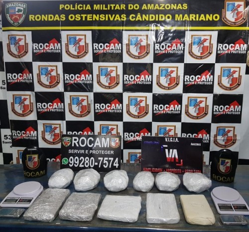 Policiais militares da Rocam detêm dois homens com drogas em Santo Antônio do Içá