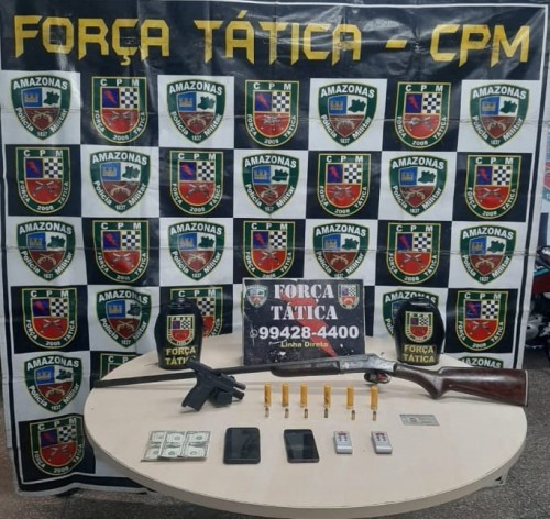 Força Tática detém foragido da justiça em posse ilegal de arma de fogo no ramal Brasileirinho