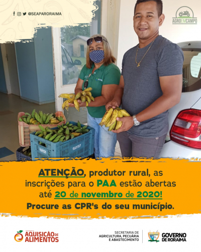 AGRICULTURA FAMILIAR | Seapa convoca produtores para participar do PAA com recurso emergencial                                                                            Destaque
