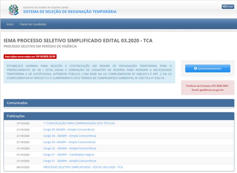 Prazo para entrega de títulos do processo seletivo do Iema termina nesta quarta-feira (11)