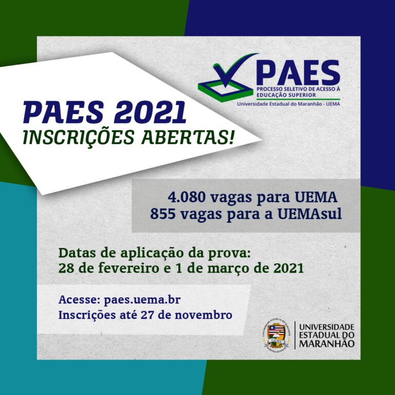 Inscrições para o PAES 2021 podem ser feitas até 27 de novembro