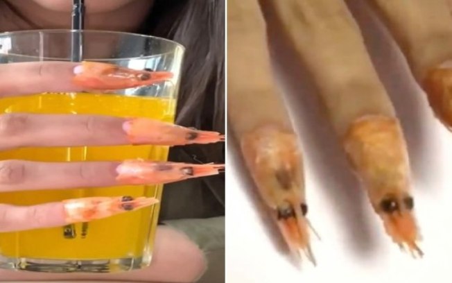 Unhas feitas com cabeças de camarão viralizam na internet