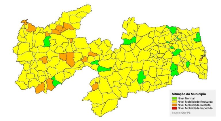 Novo Normal: Cai pela metade número de municípios em bandeira verde