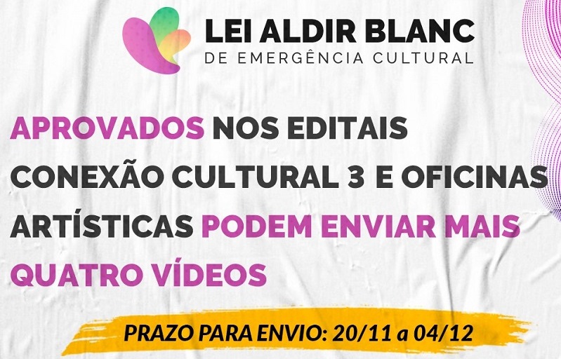 Artistas poderão submeter mais quatro vídeos em editais da Lei Aldir Blanc no Maranhão