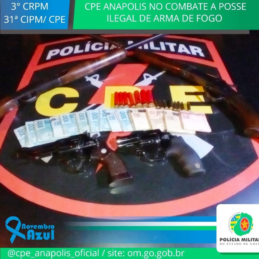 31ª CIPM/CPE Apreende Quatro Armas de Fogo em Anápolis-GO