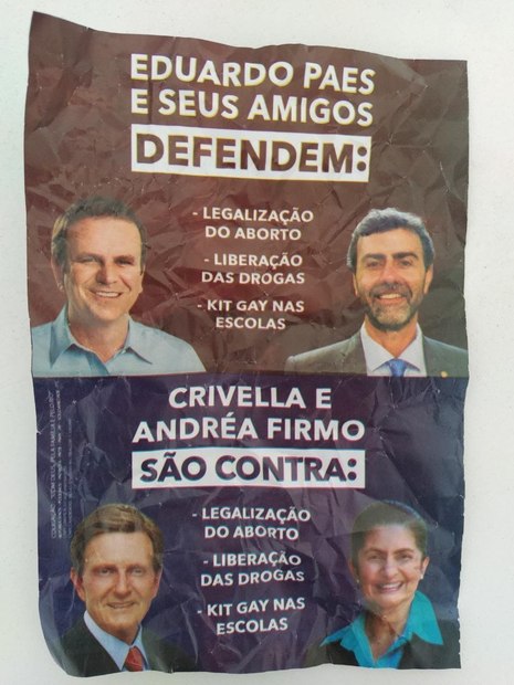 Campanha de Crivella distribui panfletos com fake news contra Paes, que rebate