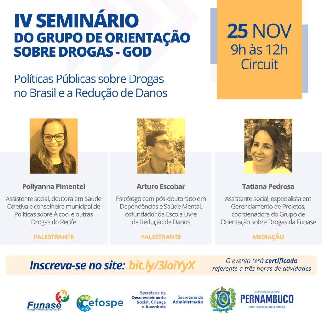 IV Seminário do Grupo de Orientação sobre Drogas acontece nesta quarta-feira