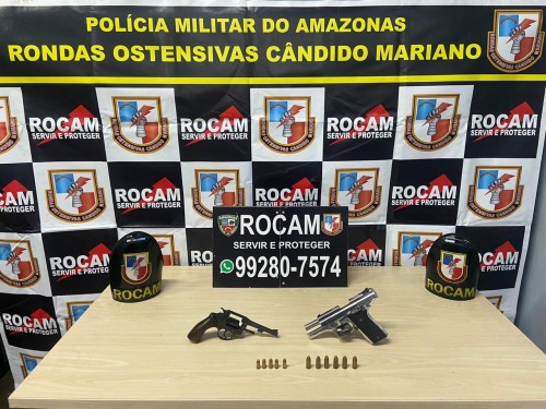 Policiais militares da Rocam detêm homem com arma de fogo de uso restrito no bairro Monte das Oliveiras