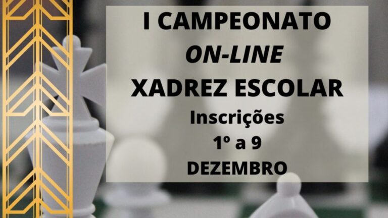 Campeonato de Xadrez on-line tem inscrições de 1º a 9 de dezembro