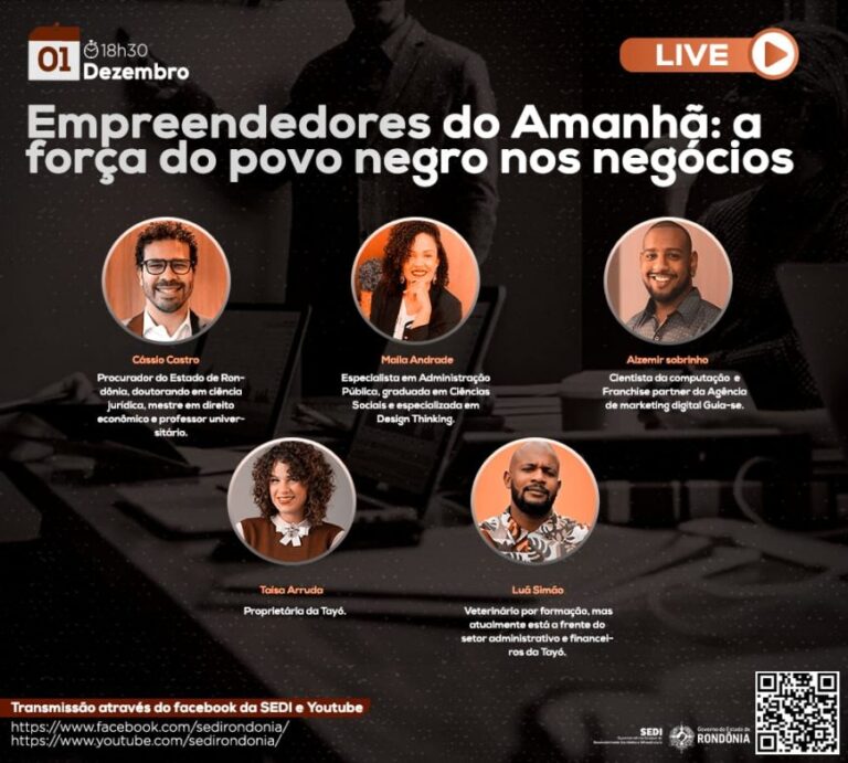 Sedi realiza live sobre a força da população negra nos negócios, nesta terça-feira, 1