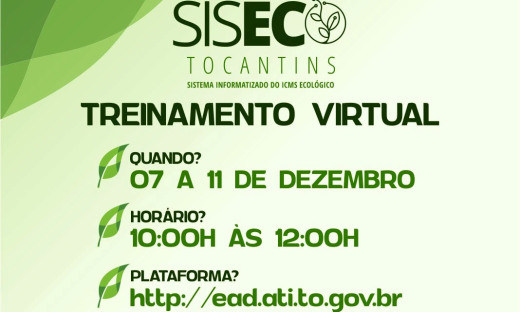 Governo do Tocantins realiza treinamento do novo Sistema de Gestão do ICMS Ecológico para os municípios