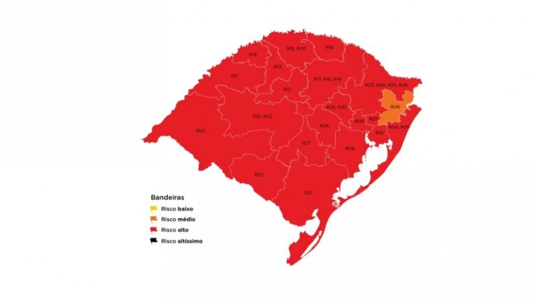 Uma bandeira laranja e 20 vermelhas no mapa preliminar da 31ª rodada do Distanciamento Controlado