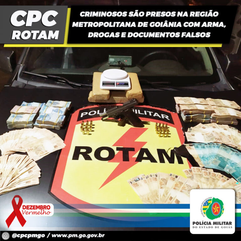 Criminosos são presos em Goiânia com arma, drogas e documentos falsos