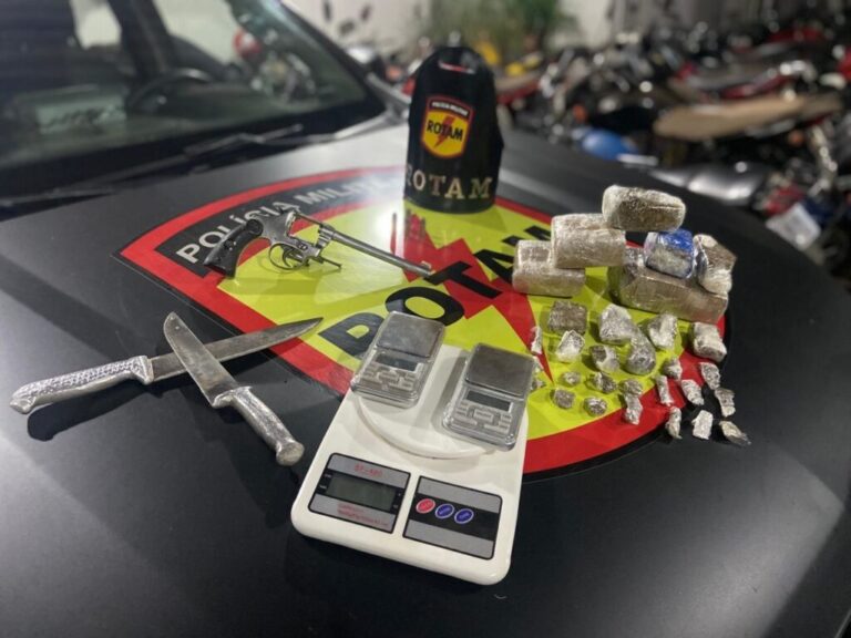 Arma de fogo e drogas são apreendidas com traficante no setor Jardim Nova Esperança, em Goiânia