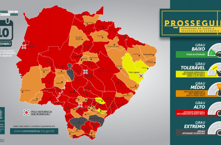 Prosseguir: mais da metade dos municípios do MS estão na faixa vermelha
