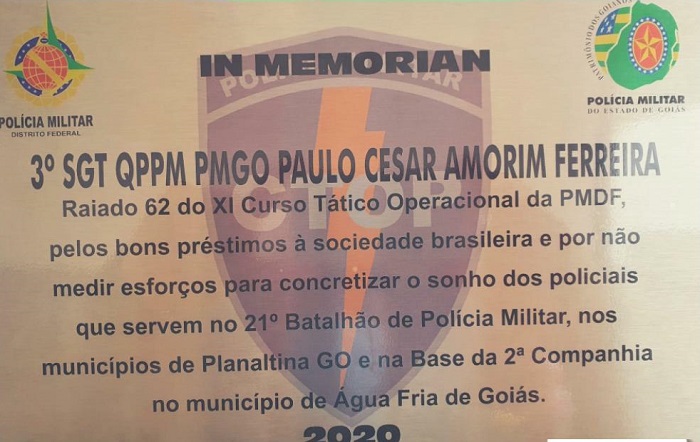 Homenagem ao sargento Amorin da Polícia Militar do Goiás