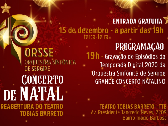 Teatro Tobias Barreto reabre com concerto natalino da Orquestra Sinfônica de Sergipe